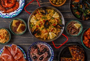 Paella con mejillones