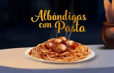 Pasta con albóndigas de carne