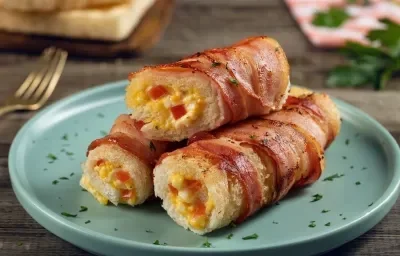 Rollos de huevo y tocino