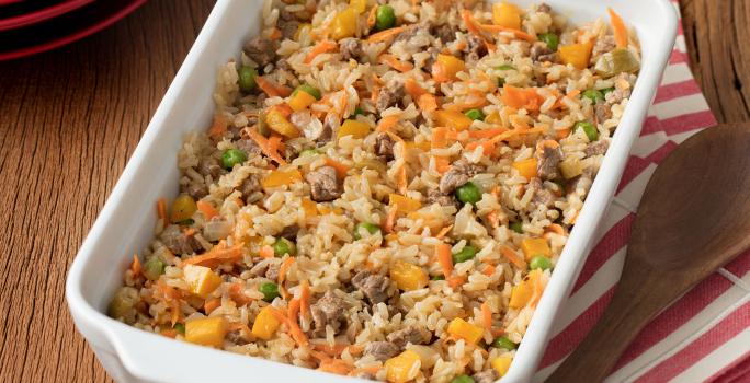 Descubrir 56+ imagen receta de arroz con carne molida y verduras