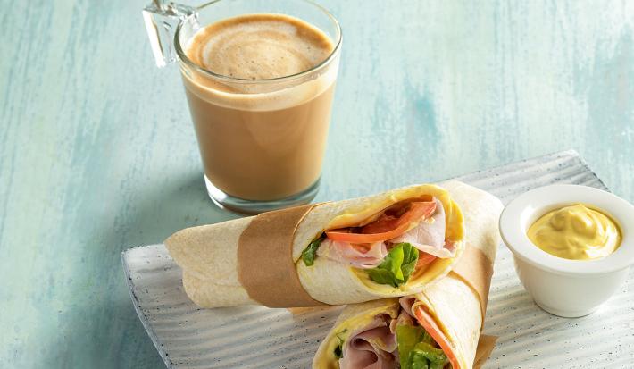 WRAP DE JAMÓN, QUESO Y MIEL MOSTAZA