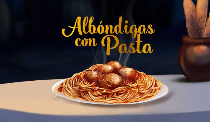 Pasta con albóndigas de carne