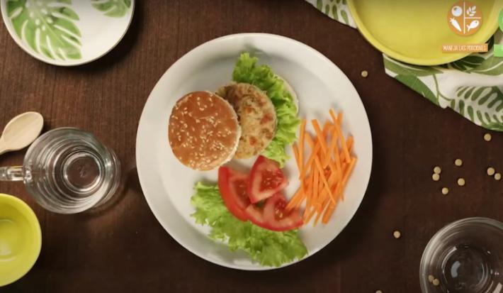 Hamburguesa de lentejas y queso