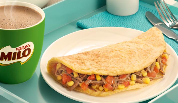 OMELETTE CALENDARIA ACOMPAÑADO CON MILO® CALIENTE